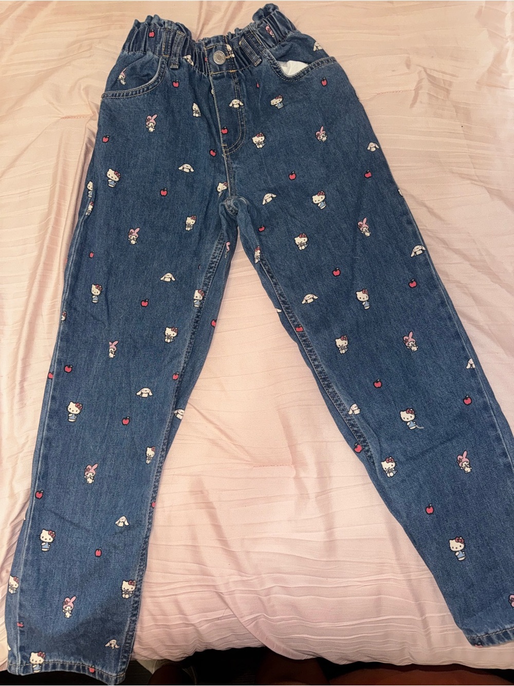 Hello Kitty Dark Blue Straight Leg Jeans with Small Print